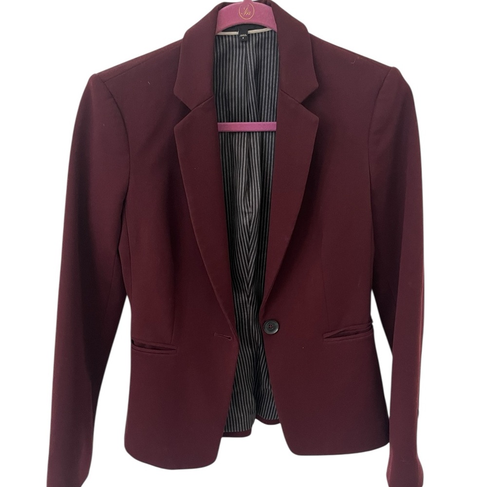 Express Women's Burgundy Blazer with Pinstripe Lining